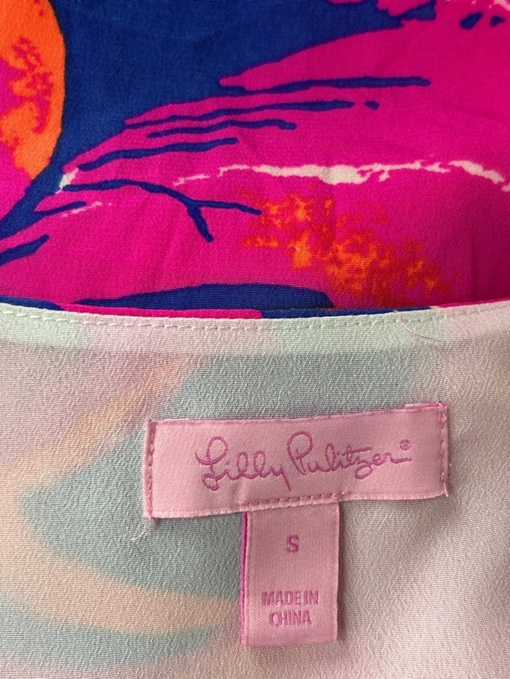 Lilly Pulitzer Plume Bloom Shift Dress Pink Blue Tropical Sleeveless Mini Size S - Picture 5 of 6